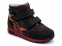 092-11 Бос (Bos), ботинки детские ортопедические профилактические, не утепленные, кожа, нубук, черный, красный в Санкт-Петербурге