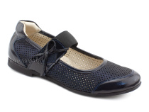0015-500-0076 (37-40) Джойшуз (Djoyshoes), туфли Подростковые ортопедические профилактические, кожа перфорированная, темно-синий  в Санкт-Петербурге