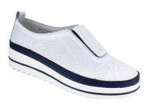 K231-R-LX-16-A (41-43) Кумфо (Kumfo) туфли для взрослых, перфорированная кожа, белый, синий в Санкт-Петербурге