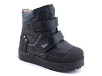 540-9 (27-32) Твики (Twiki) ботинки детские зимние ортопедические профилактические, кожа, натуральный мех, черно-серый 